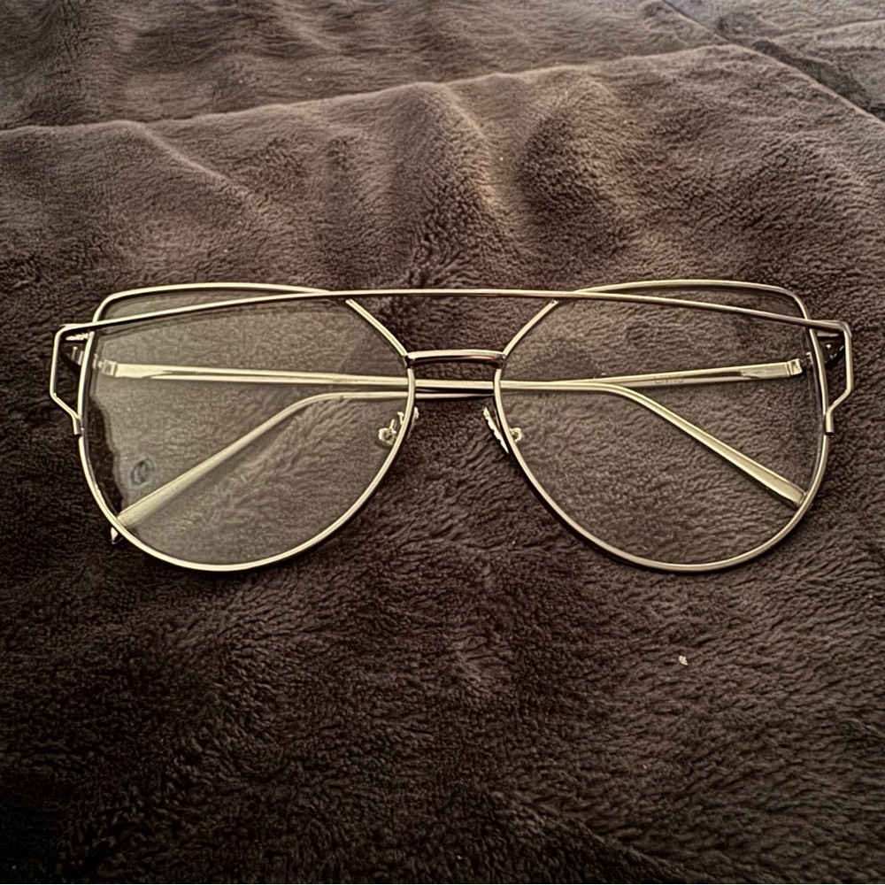 Trendy Aviator Style Clear Lenses Glasses